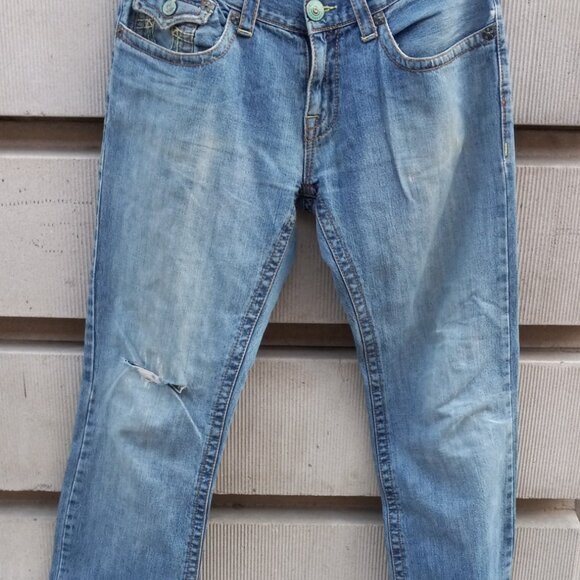 True Religion Jeans Mens 34" x 30" Destroyed Rt. Knee - Picture 2 of 13